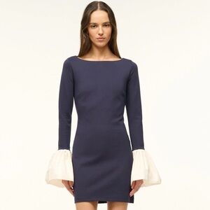 NEW! STAUD Taffeta Cuff Hawthorne Dress navy blue
Size Large 1424